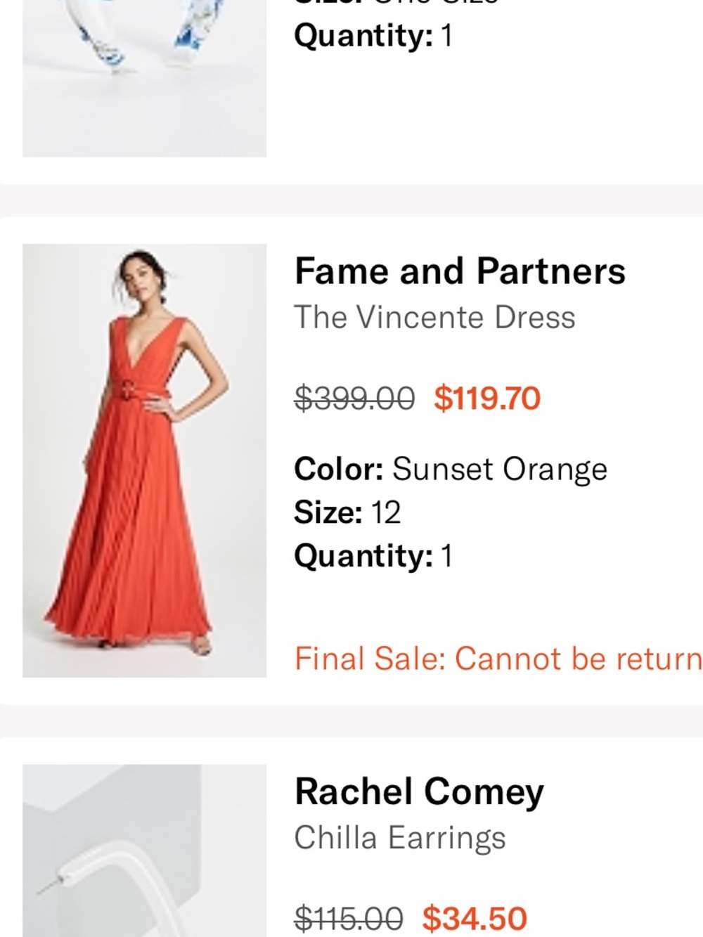 Fame and Partners Sunset Orange Maxi V-neck Pleated Gown